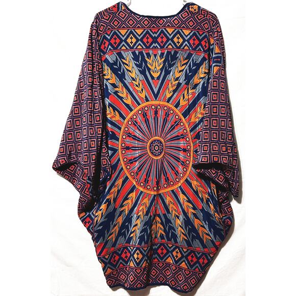 Tolani Women's 100% Silk One Size Long Length Multicolor Mandala Print Kimono - Picture 1 of 4